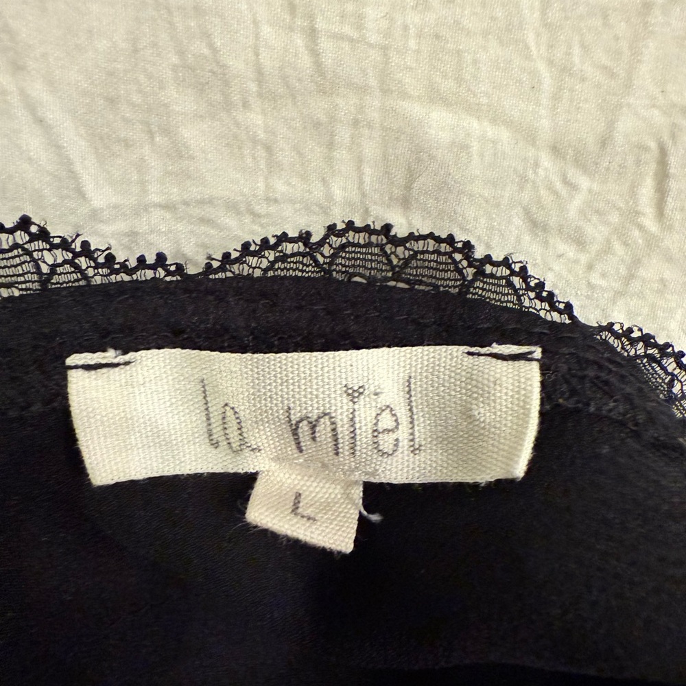 LA MIEL Black Lace Accent Top - Picture 2 of 7